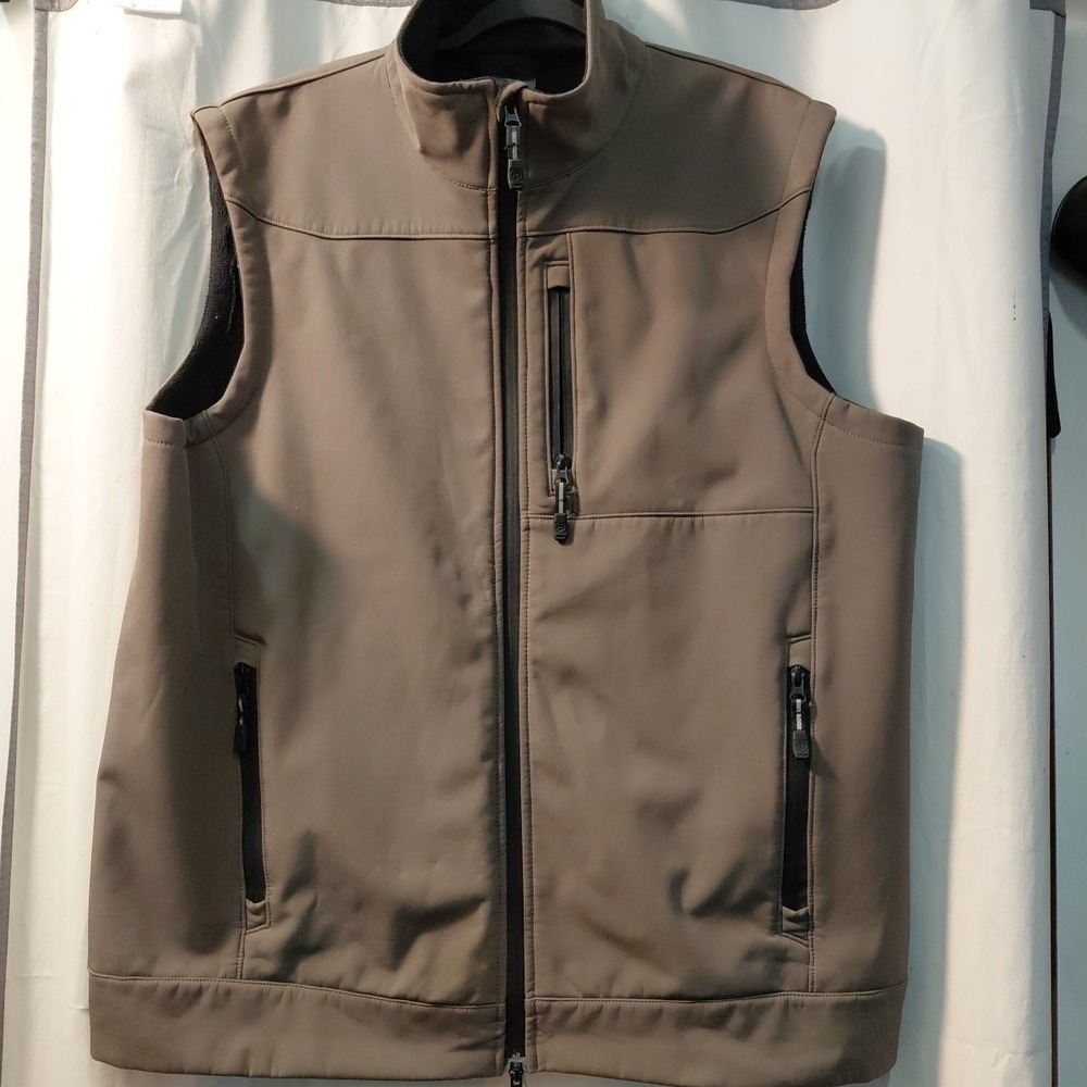 Western Roper Technical Mens Brownish Gray Polyester Softshell Vest, Sz‎ 2X